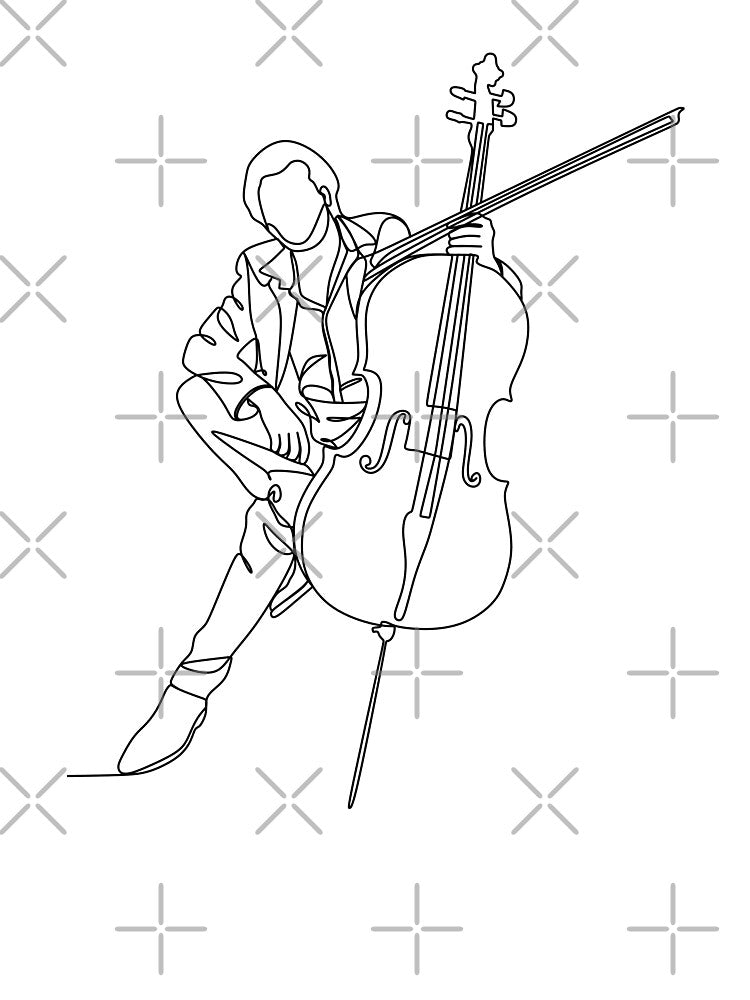 Cellist Abstract Line Art For Music Lovers And Guitarist - Abstract Line Art Music by Funwithmusic T-Shirts,... (Image 3)