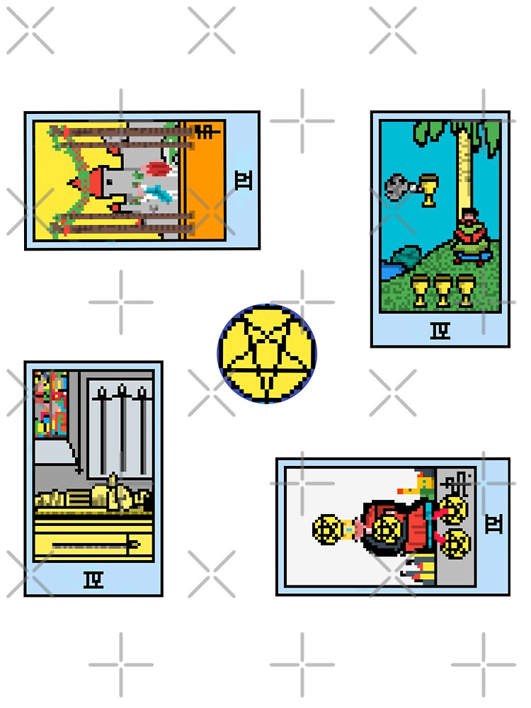 Pixel Waite Tarot Minor Arcana Fours - 77th Sticker Pack and Magnets by Pixel Waite T-Shirts, Hoodie, Sweatshirt (Image 3)