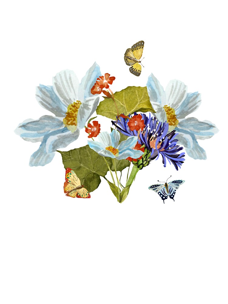Bouquet daisy flower butterfly a watercolor sketch by Yana Mustafina | Boho Soulful Designs T-Shirts, Hoodie,... (Image 3)