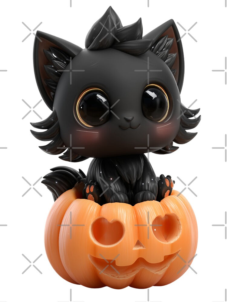 Cute Black Cat Sitting on Pumpkin by LuxChu T-Shirts, Hoodie, Sweatshirt | BlankRebels.com (Image 3)