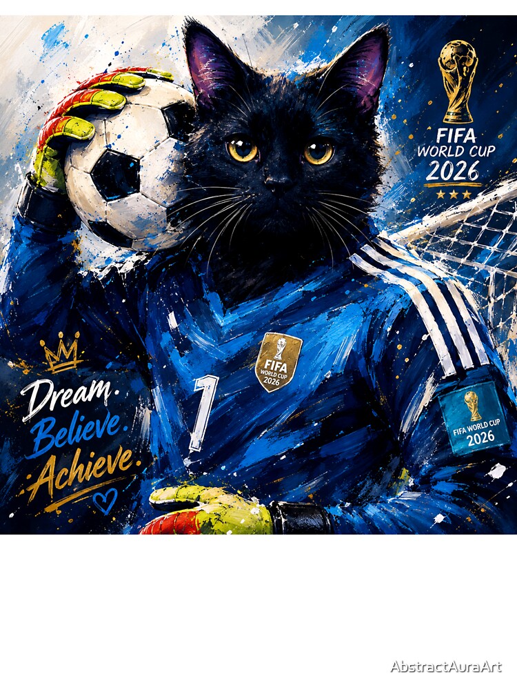 Soccer Goalkeeper Cat Art | Cute Black Cat Football Illustration | Sports Wall Decor by AbstractAuraArt