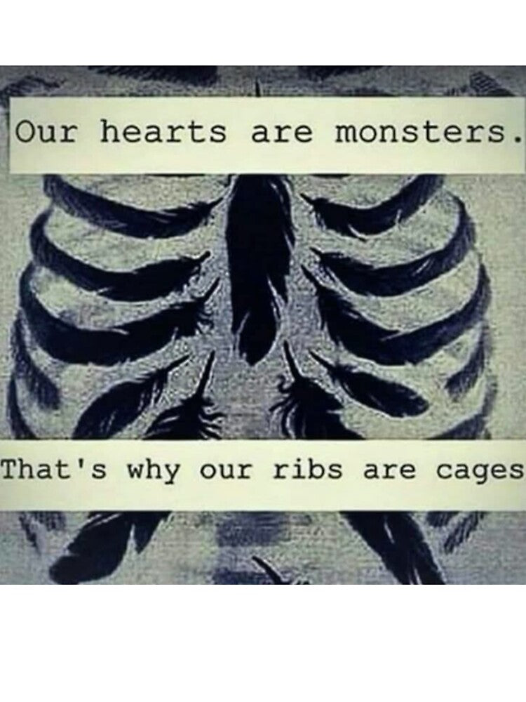 Our Hearts Are Monsters – Dark Gothic Quote Ribcage Art by GraveyardGlam T-Shirts, Hoodie, Sweatshirt (Image 3)