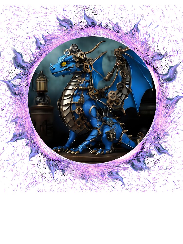 Blue Dragon steam punk design inbeded with mystical fire by BandGTees T-Shirts, Hoodie, Sweatshirt (Image 3)