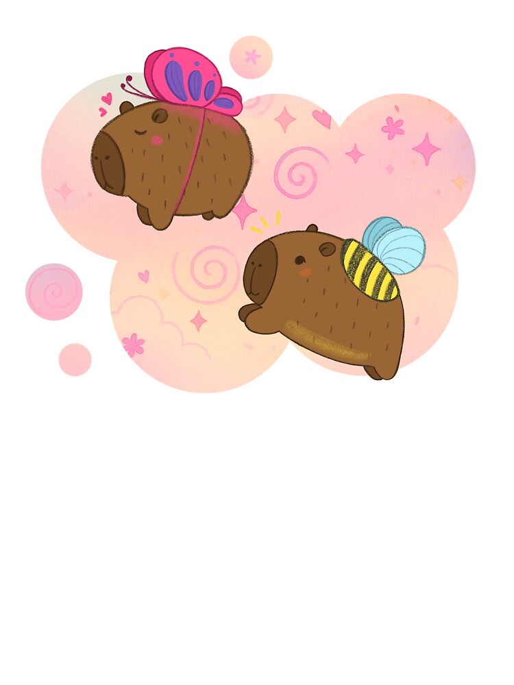 Cute Capybaras – Whimsical Flying Capybara Fantasy Print by Tattyarts T-Shirts, Hoodie, Sweatshirt (Image 3)