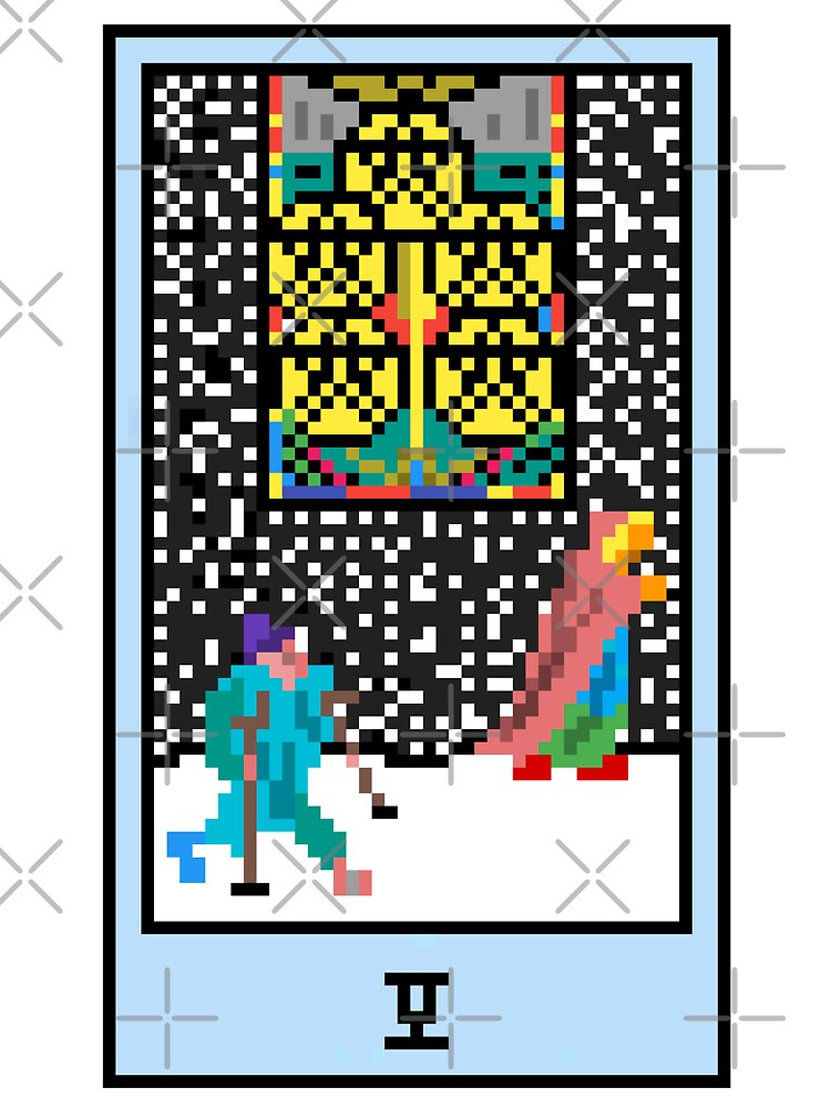 Wait, is this pixel art tarot? White - Minor Arcana 'Five of Pentacles' (Design for T-shirt, stickers and other... (Image 3)