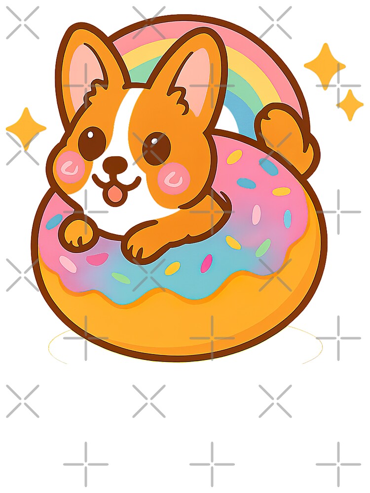 Cute Kawaii Corgi, Rainbow Donut Corgi, Kawaii Corgi by graphic-genie T-Shirts, Hoodie, Sweatshirt (Image 3)