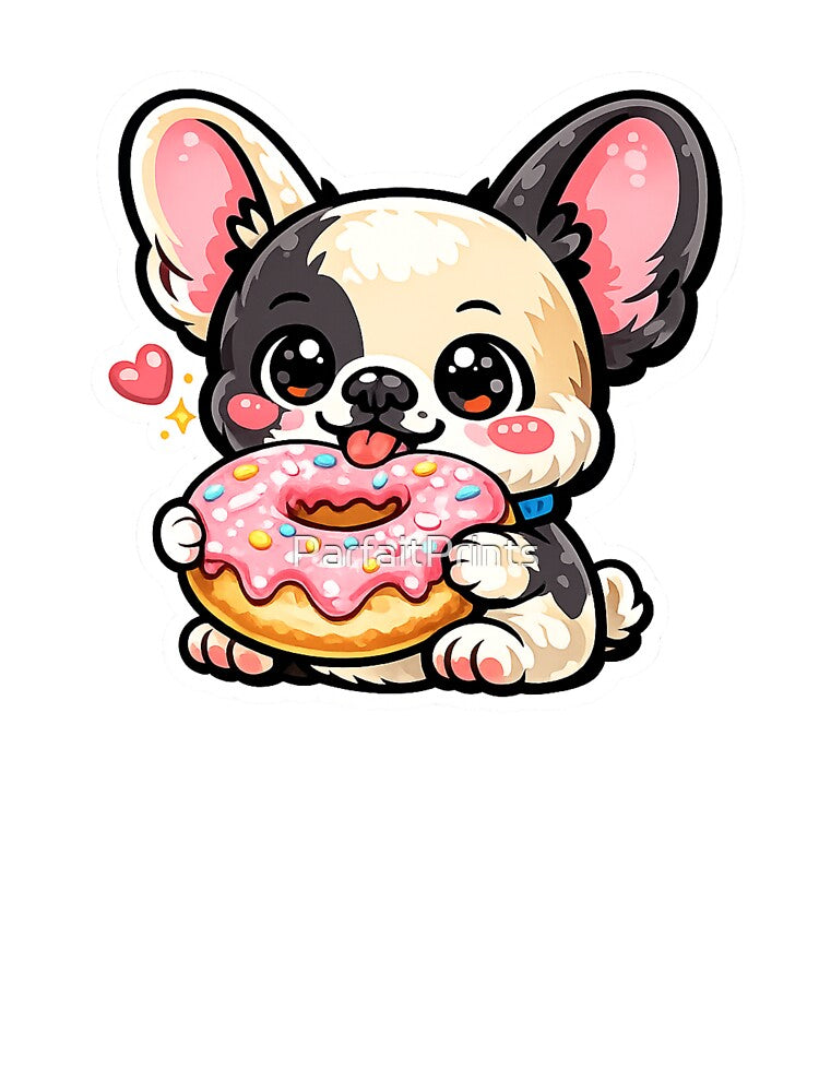 French Bulldog Holding a Giant Donut – Cute Dessert Dog Design for Frenchie Lovers by ParfaitPrints