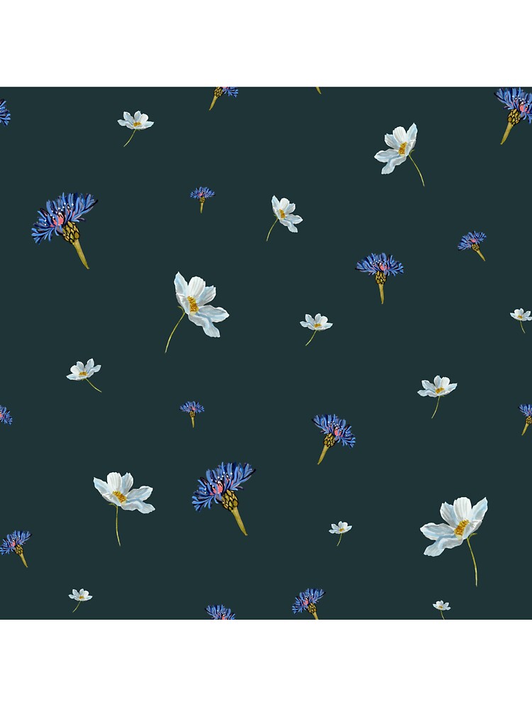 Flower blue daisy pattern seamless a watercolor blue by Yana Mustafina | Boho Soulful Designs T-Shirts, Hoodie,... (Image 3)