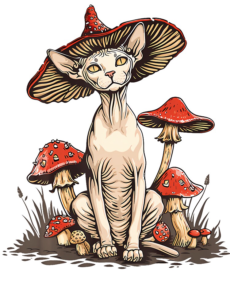 Cat Cottagecore Aesthetic Mushroom Hat by AngelaSandra T-Shirts, Hoodie, Sweatshirt | BlankRebels.com (Image 3)