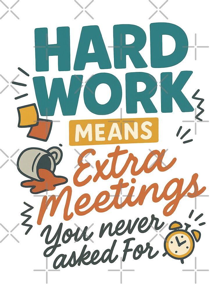 Hard Work Means Extra Meetings – Funny Office Sarcasm Sticker by inkoutninja