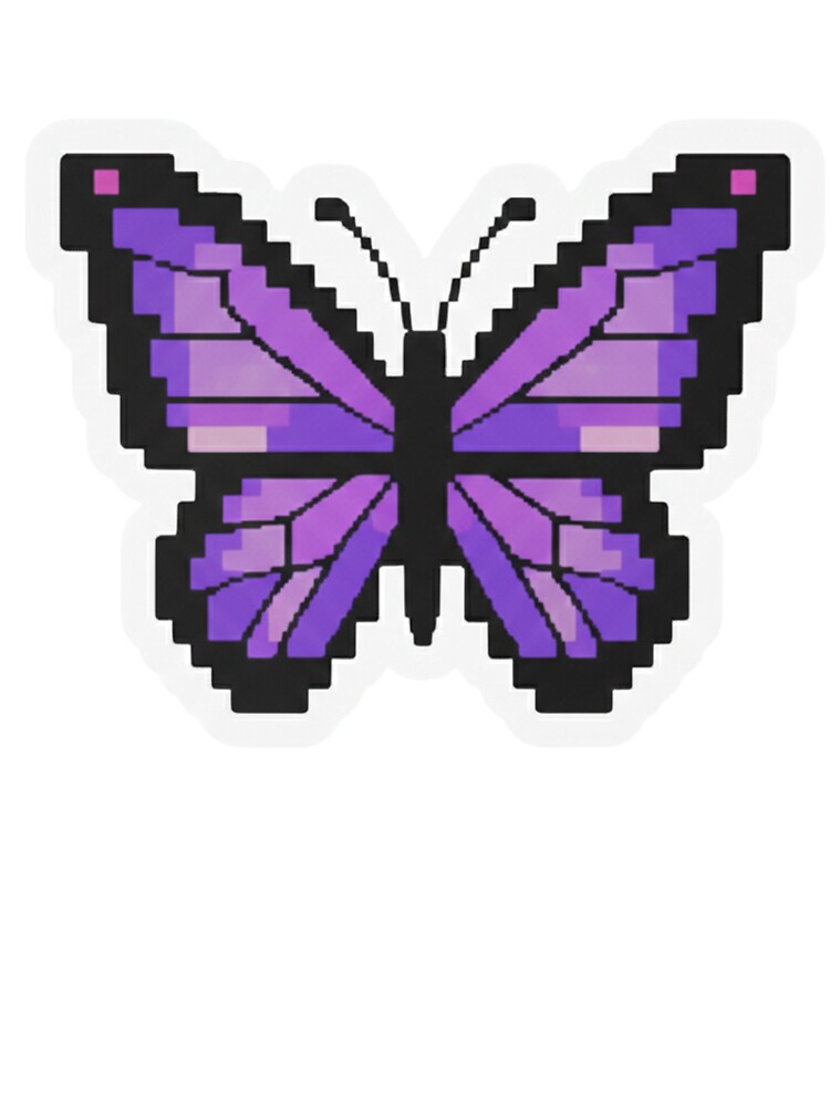 Retro Pixel Art Purple Butterfly - Aesthetic Sticker by Wave-Creator T-Shirts, Hoodie, Sweatshirt | BlankRebels.com (Image 3)
