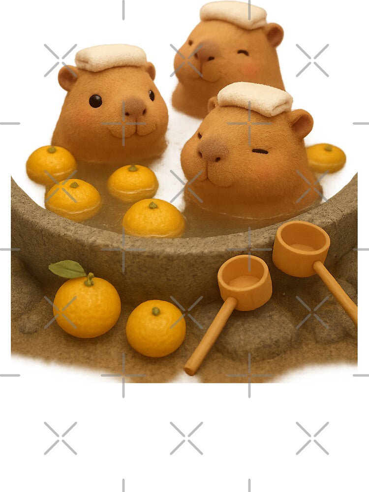 Cute Capybara Spa Bath With Yuzu - Adorable Japanese Cottagecore Art by Moons Studio T-Shirts, Hoodie, Sweatshirt (Image 3)