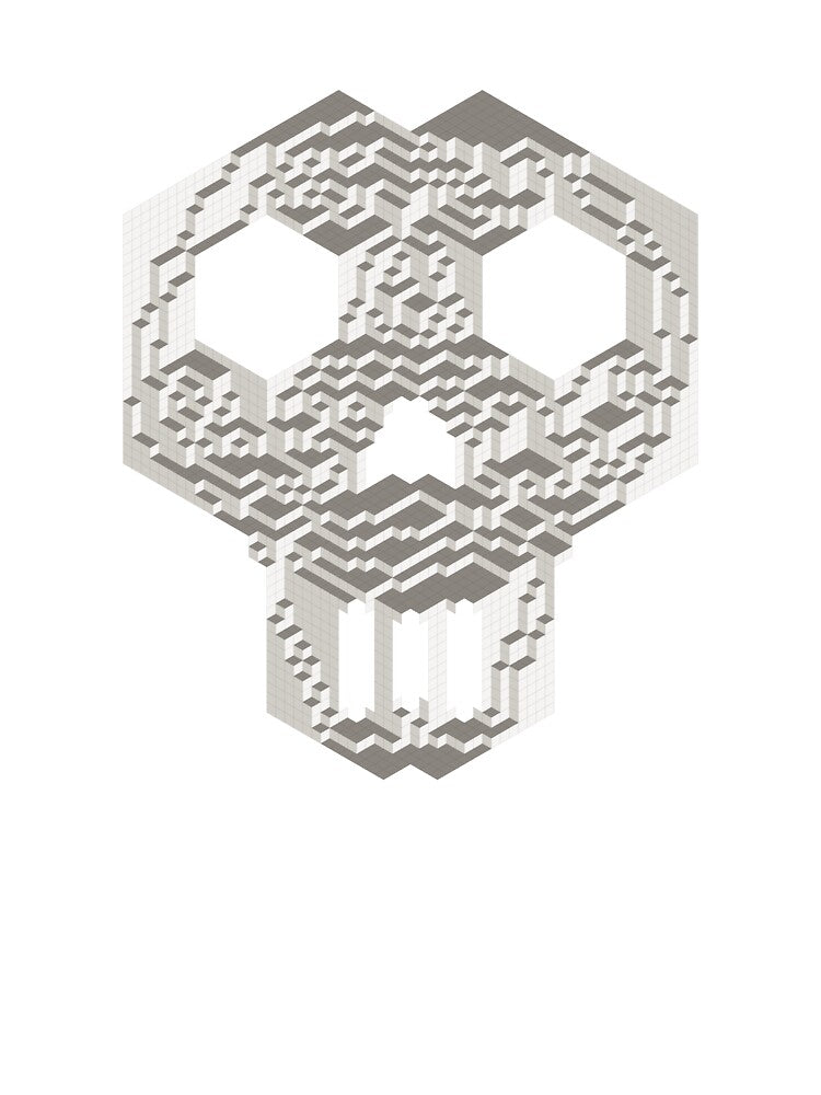 Geometric Skull — Bone Gray Isometric Cube Mosaic by tilinger T-Shirts, Hoodie, Sweatshirt | BlankRebels.com (Image 3)