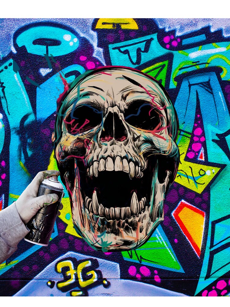 Skull Graffiti: Unleash the Rebellious Edge of Urban Art by StyleFused T-Shirts, Hoodie, Sweatshirt (Image 3)