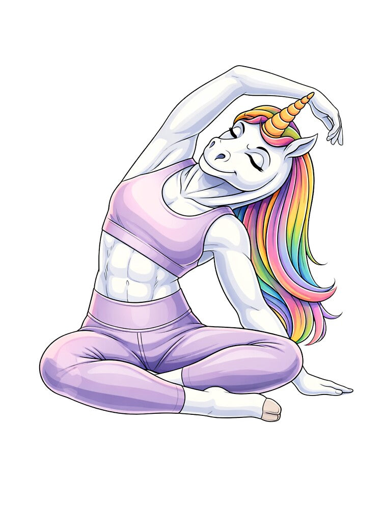 Workout Unicorn Side Stretch – Fitness Girl Aesthetic Design by ColorSplash123