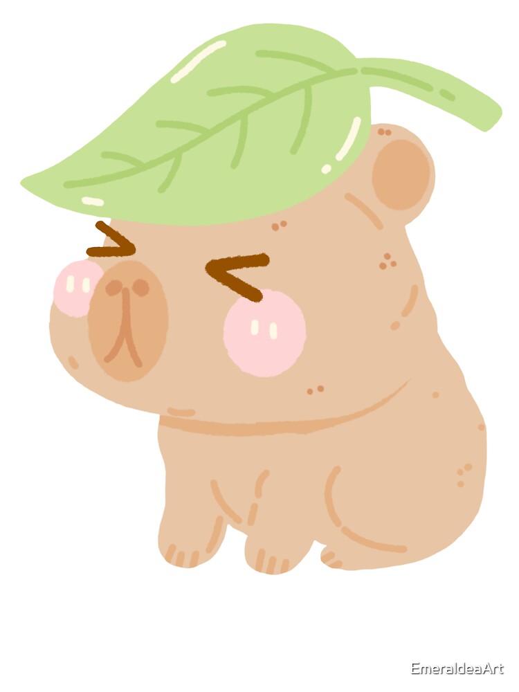 Cozy Capybara Hiding Under a Leaf – Cartoon Style by EmeraldeaArt T-Shirts, Hoodie, Sweatshirt | BlankRebels.com (Image 3)