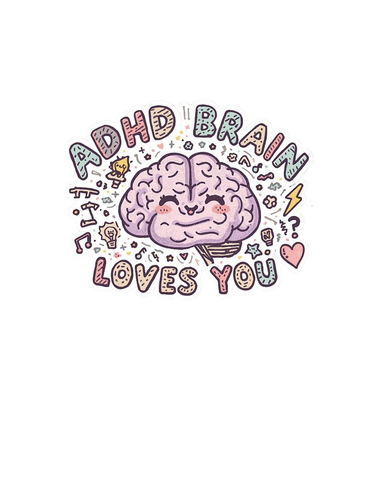ADHD Brain Loves You - Neurodivergent Pride Sticker by OrikuStudio T-Shirts, Hoodie, Sweatshirt | BlankRebels.com (Image 3)