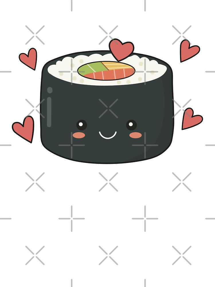 Happy Sushi Roll with Hearts Cute Foodie Aesthetic by risingrocket T-Shirts, Hoodie, Sweatshirt | BlankRebels.com (Image 3)