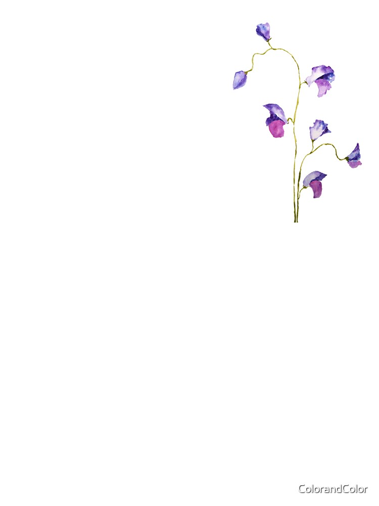 hand painted 2 elegant purple sweet peas flower watercolor by ColorandColor T-Shirts, Hoodie, Sweatshirt (Image 3)