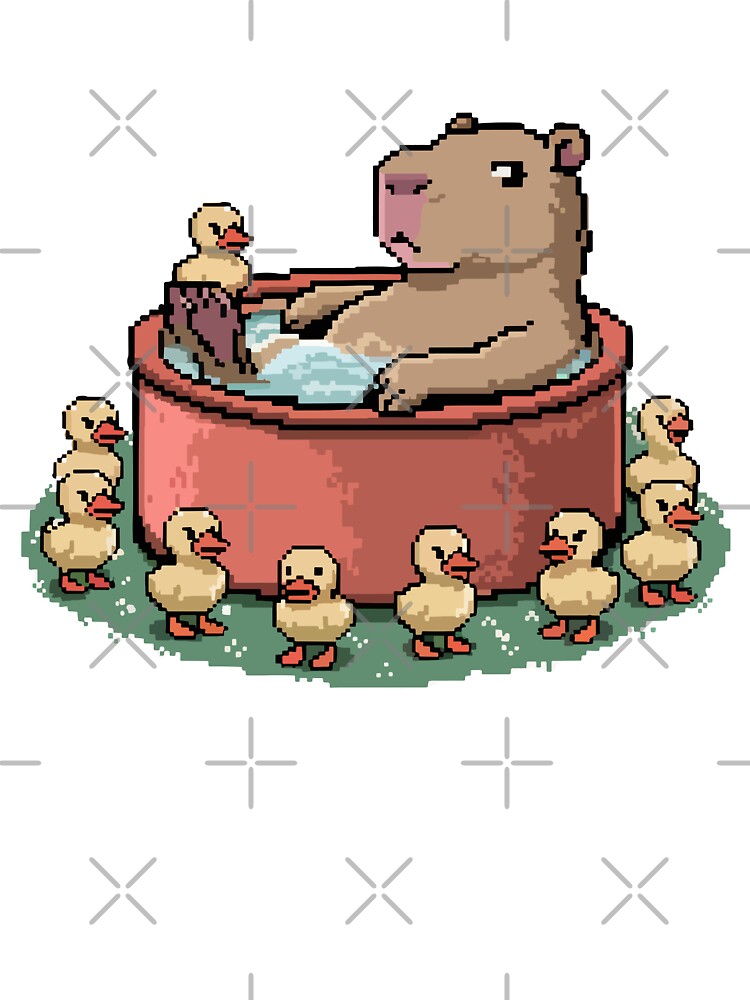 Capybara Hot Tub with Duck Friends – Pixel Art Chill by NaturePixel T-Shirts, Hoodie, Sweatshirt | BlankRebels.com (Image 3)