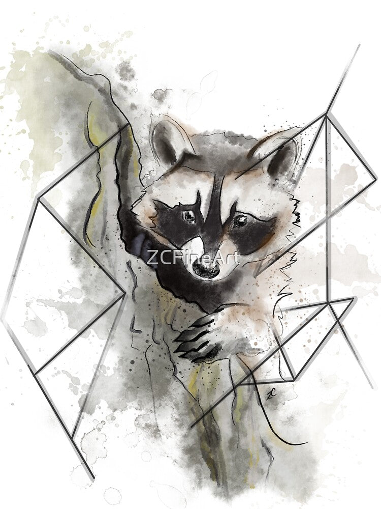 Geometric Watercolor Raccoon by ZCFineArt T-Shirts, Hoodie, Sweatshirt | BlankRebels.com (Image 3)