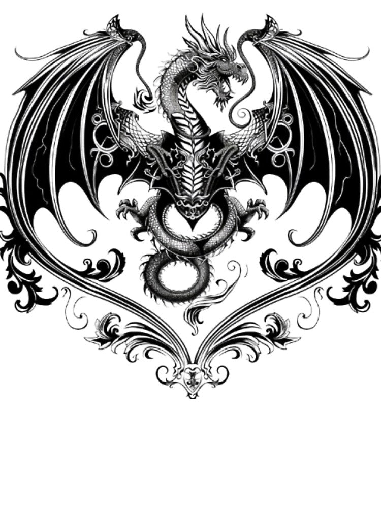 Gothic Dragon with Ornamental Frame by AlexLineArt T-Shirts, Hoodie, Sweatshirt | BlankRebels.com (Image 3)