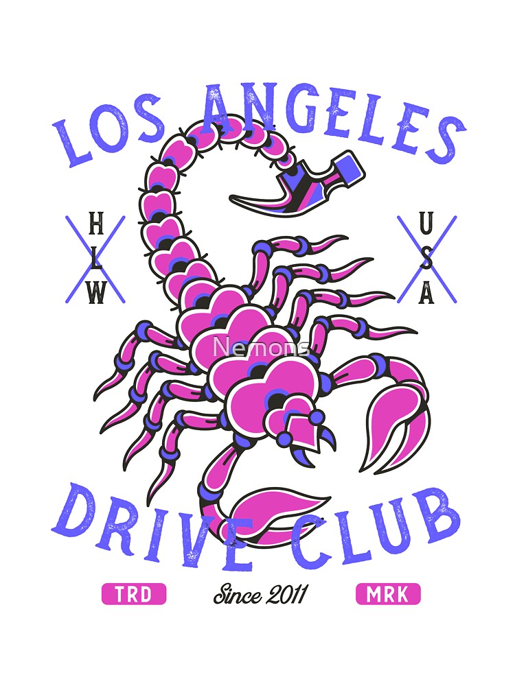 Los Angeles Drive Club" - Vintage Scorpion Tattoo Art by Nemons T-Shirts, Hoodie, Sweatshirt | BlankRebels.com (Image 3)
