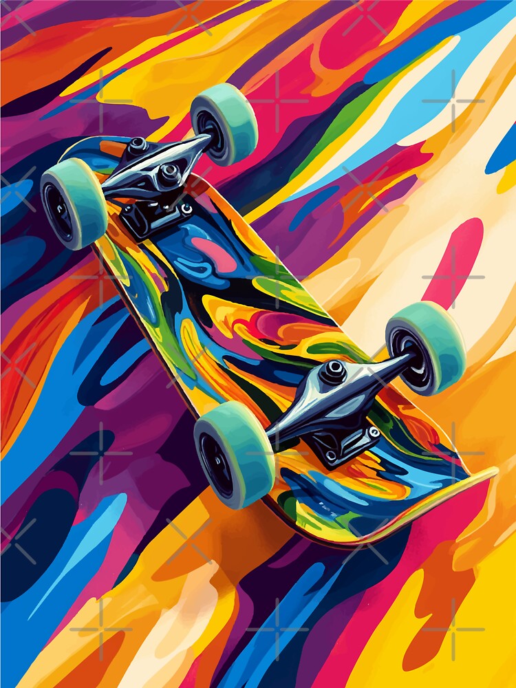 Colorful Abstract Skateboard Design – Pop Art Style by Moss and Moon Studio T-Shirts, Hoodie, Sweatshirt (Image 3)