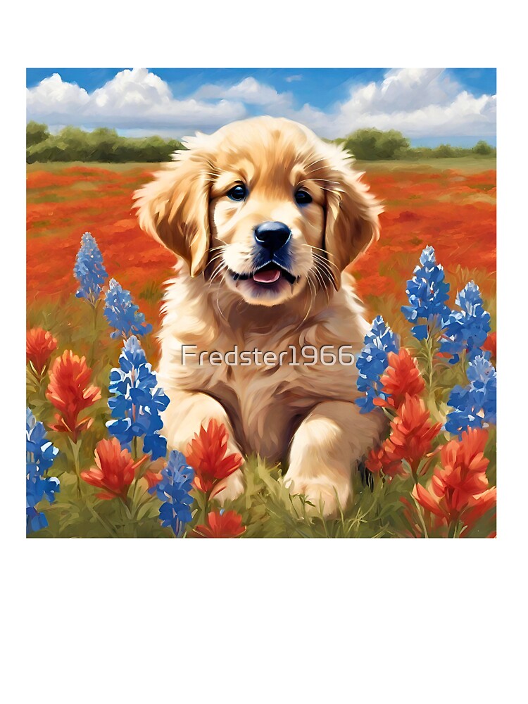 Texas Wildflower Golden Retriever Puppy by Fredster1966 T-Shirts, Hoodie, Sweatshirt | BlankRebels.com (Image 3)