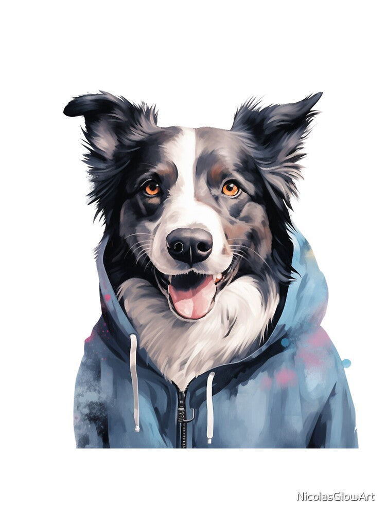 Border Collie In Hoodie T-Shirt by NicolasGlowArt Sweatshirt | BlankRebels.com (Image 3)