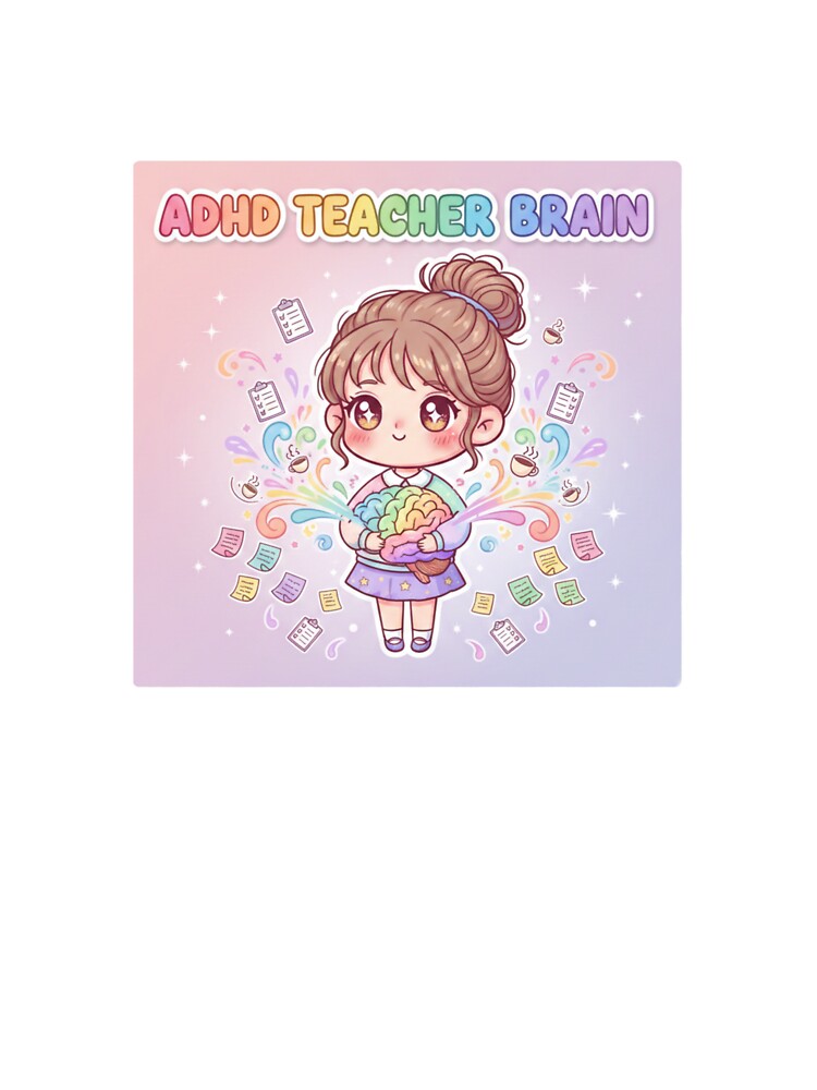 Kawaii ADHD Teacher Sticker - Rainbow Brain Chaos by OrikuStudio
