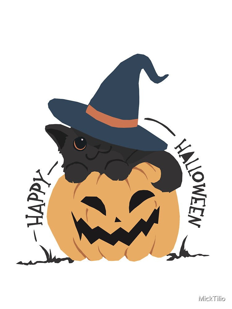 Cute Halloween Cat on Pumpkin by MickTilio T-Shirts, Hoodie, Sweatshirt | BlankRebels.com (Image 3)