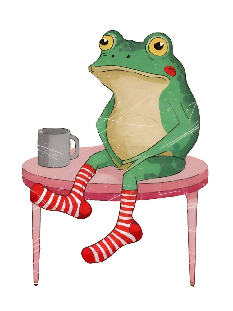 Burnt Out Frog Sticker – Running on Empty Frog Meme  Funny Exhausted Frog Anxiety Mental Health by ZyxDes... (Image 3)