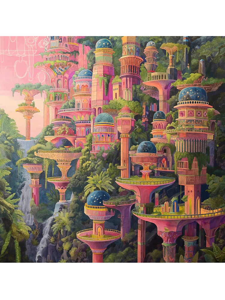 Hanging Gardens of Babylon Reimagined in Vaporwave Tones by deepglitchart T-Shirts, Hoodie, Sweatshirt (Image 3)