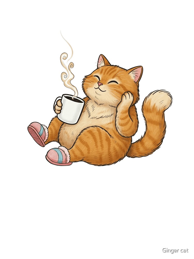 Cozy Ginger Cat Coffee Break by Ginger cat