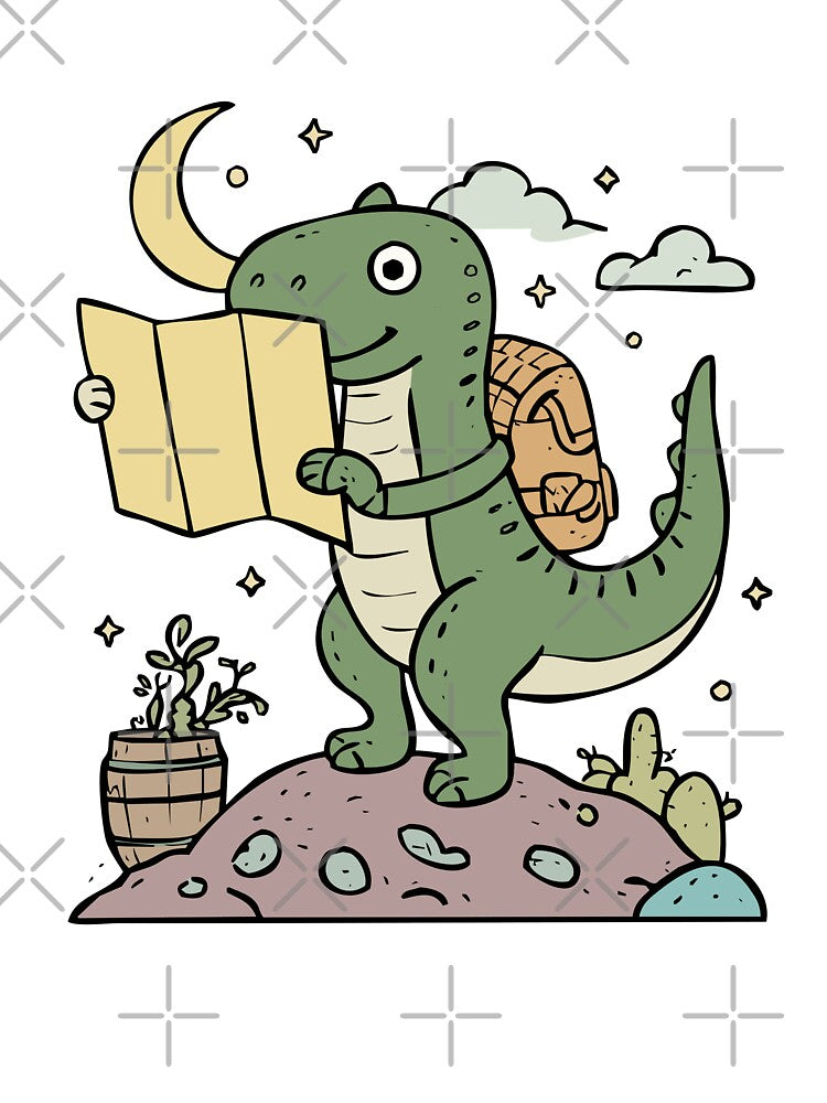 Explorer Dino – Cute Dinosaur Reading Map Night Adventure Art by MeeraArts&Crafts T-Shirts, Hoodie, Sweatshirt (Image 3)