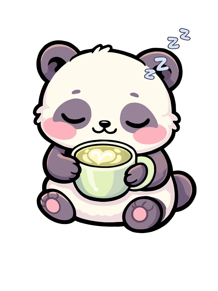 Sleepy Kawaii Panda Drinking Matcha – Cozy Pastel Animal Art by CozyCritterShop T-Shirts, Hoodie, Sweatshirt (Image 3)