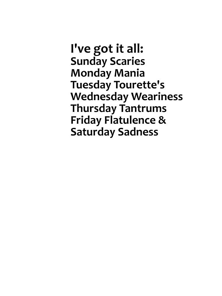 Funny and dark week day affirmations by AcornDesign