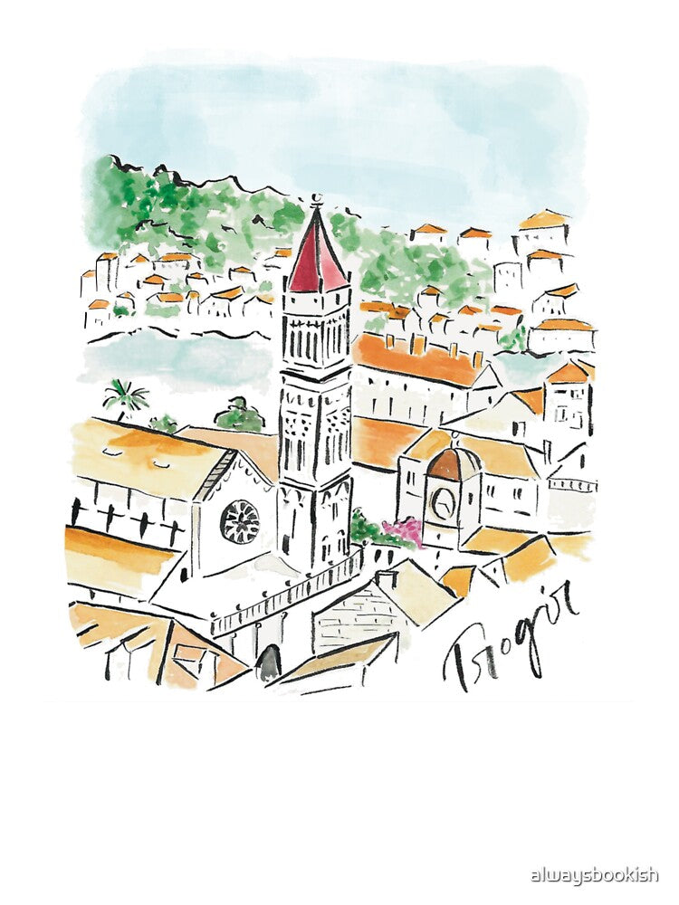 Trogir, Croatia Travel Poster Print Sticker by alwaysbookish T-Shirts, Hoodie, Sweatshirt | BlankRebels.com (Image 3)