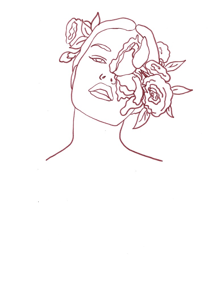 flower head girl line art illustration by BlancheLineArt T-Shirts, Hoodie, Sweatshirt | BlankRebels.com (Image 3)