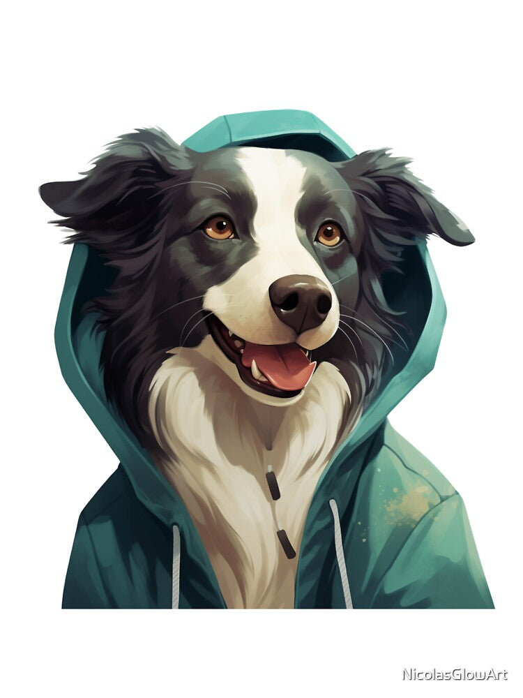 Cute Border Collie In Hoodie by NicolasGlowArt T-Shirts, Sweatshirt | BlankRebels.com (Image 3)