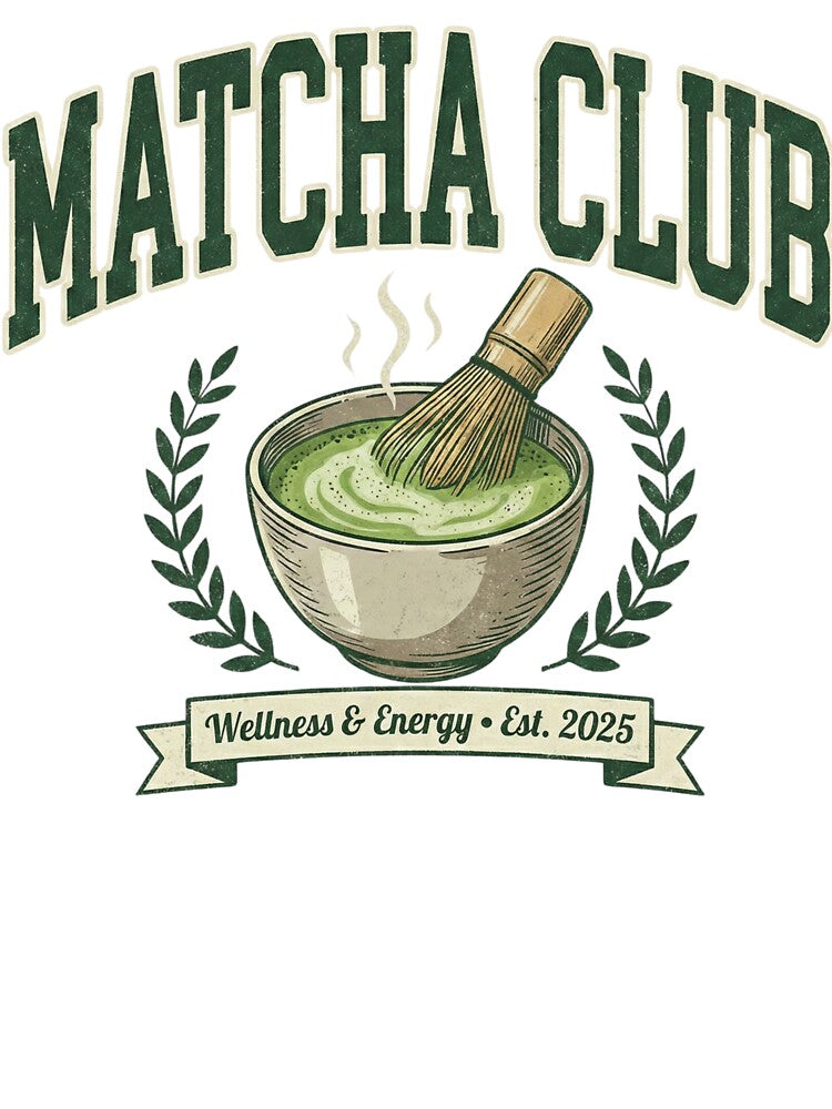 Matcha Club Vintage Logo - Wellness & Energy by shellymope