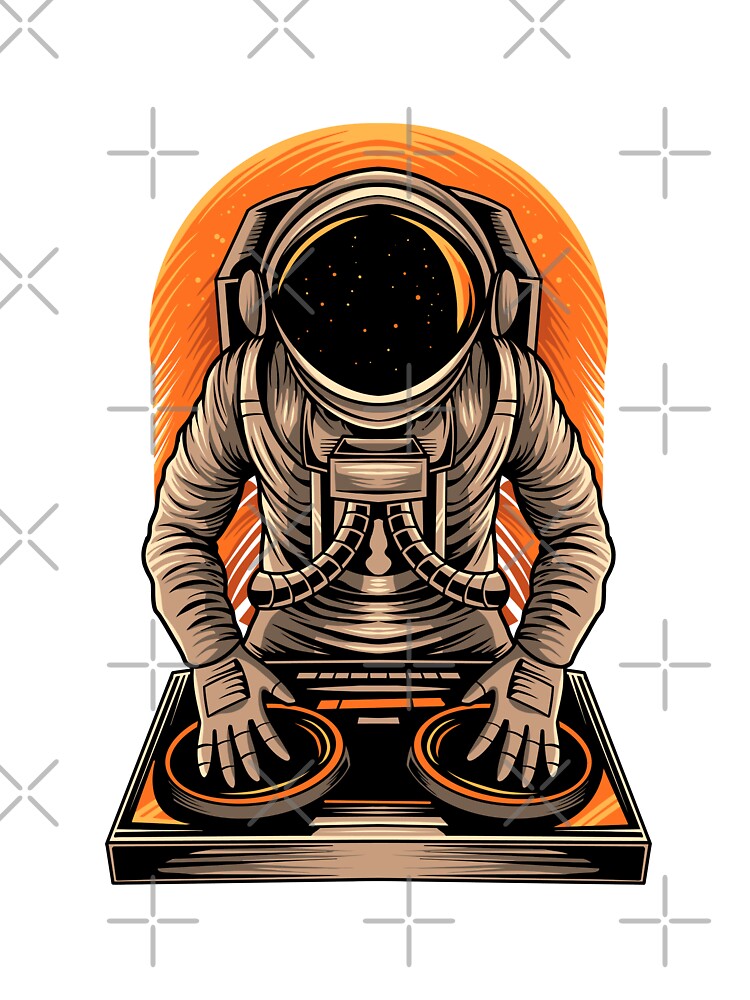 DJ Astronaut orange Aesthetic by stickerlabshop T-Shirts, Hoodie, Sweatshirt | BlankRebels.com (Image 3)