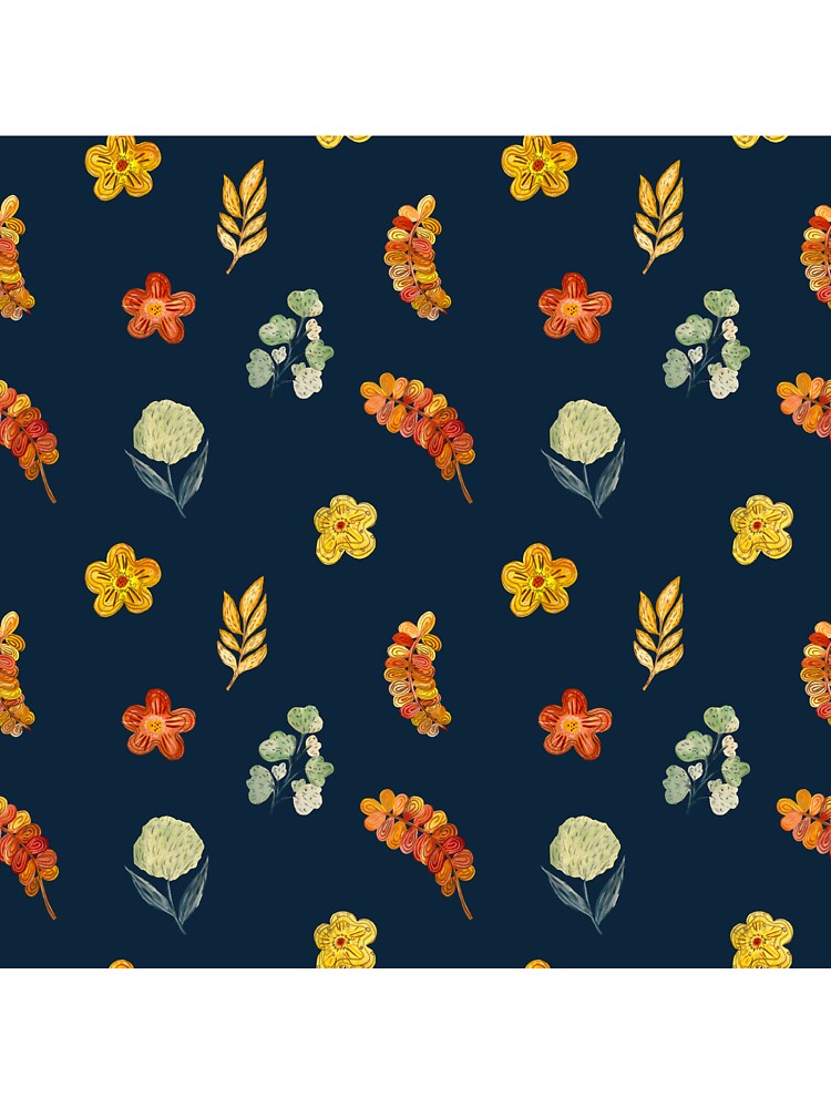 Flower red green orange simple seamless pattern blue by Yana Mustafina | Boho Soulful Designs T-Shirts, Hoodie,... (Image 3)