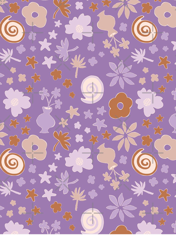 Boho Purple Lilac Beige Brown Flower Pattern Girls Room by blomastudios T-Shirts, Hoodie, Sweatshirt (Image 3)