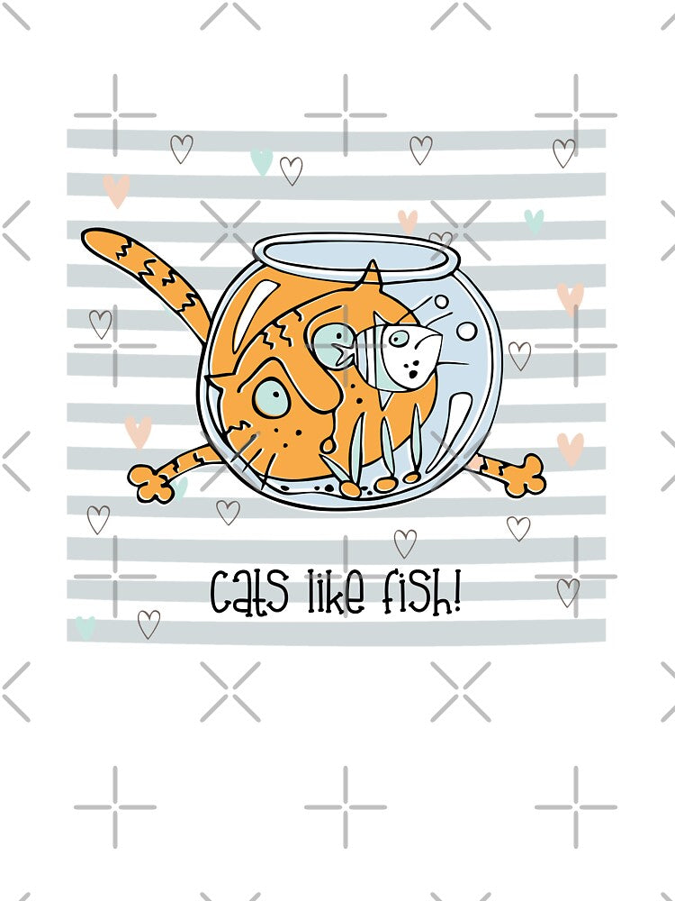 Cats like Fish Cute Cat by Khalu