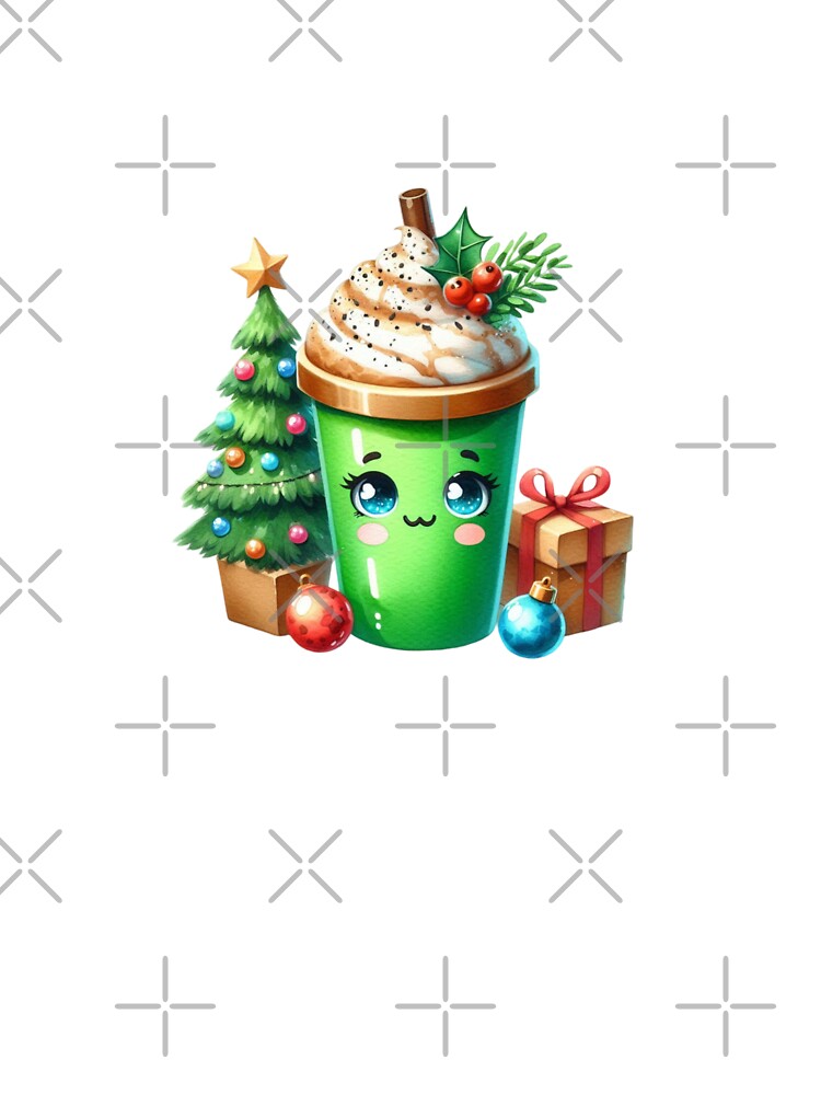 Green Matcha Cup | Cute Festive Coffee Art by Lulunza T-Shirts, Hoodie, Sweatshirt | BlankRebels.com (Image 3)