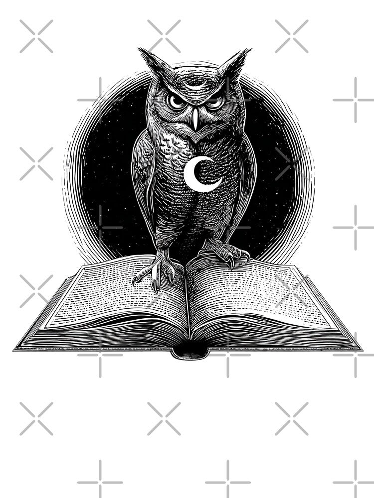 Mystic Owl on Ancient Book – Moonlit Wisdom Design by Alphakenon T-Shirts, Hoodie, Sweatshirt | BlankRebels.com (Image 3)