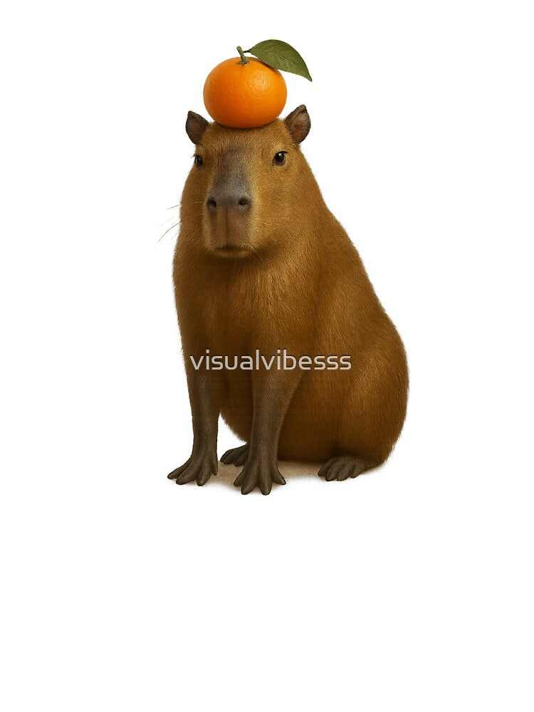 Realistic Capybara Art with Orange on Head by visualvibesss T-Shirts, Hoodie, Sweatshirt | BlankRebels.com (Image 3)