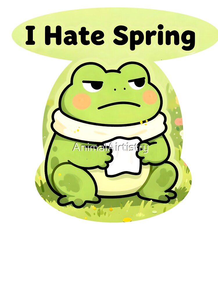 Allergy Season Survivor – Grumpy Frog Sneezing Spring Meme Sticker T-Shirts, Hoodie, Sweatshirt